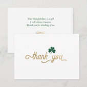 Green Shamrock, Simple Elegant-bedankt-kaart Bedankkaart (Voorkant / Achterkant)