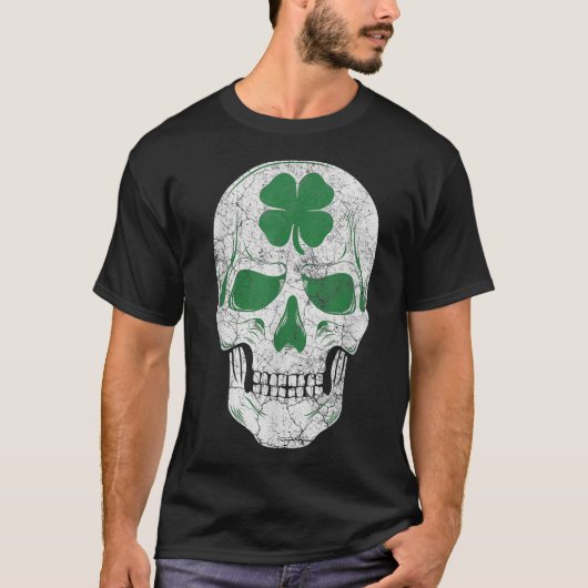 Green Shamrock Skull Irish Ireland ST PATRICKS DAA T-shirt (Voorkant)