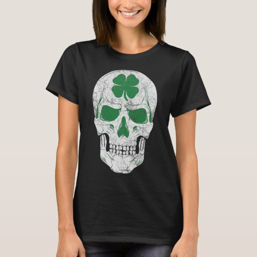 Green Shamrock Skull Irish Ireland ST PATRICKS DAA T-shirt (Voorkant)