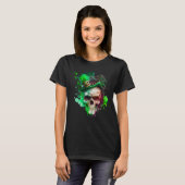 Green Shamrock Skull Irish Ireland St Patricks Day T-shirt (Voorkant volledig)