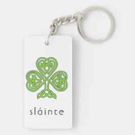 Green Shamrock Slainte St. Patrick's Day Celtic Sleutelhanger
