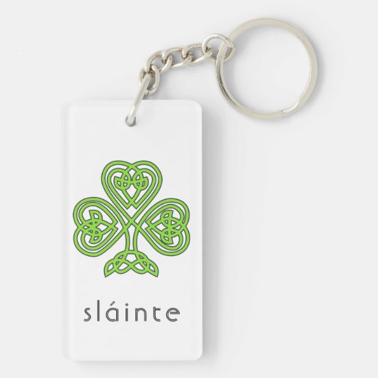 Green Shamrock Slainte St. Patrick's Day Celtic Sleutelhanger (achterkant)