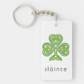 Green Shamrock Slainte St. Patrick's Day Celtic Sleutelhanger (Voorkant)