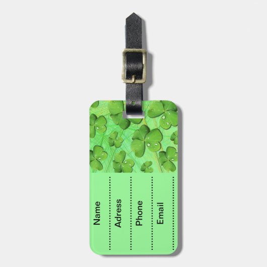 Green Shamrock St Patrick's Day Bagagelabel (Voorkant verticaal)