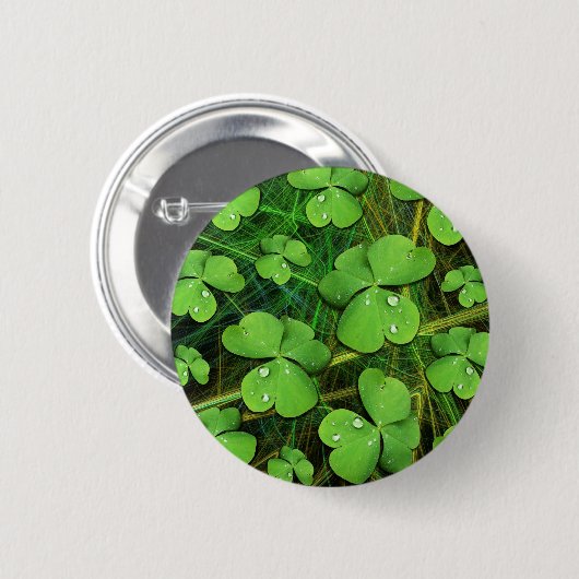 Green Shamrock St Patrick's Day Button (Voorkant /achterkant)