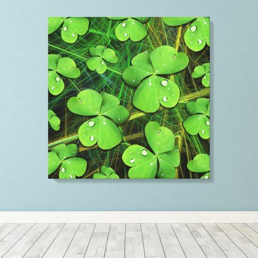 Green Shamrock St Patrick's Day Canvas Print (Insitu (Houten vloer))