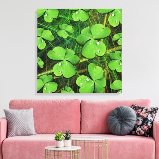 Green Shamrock St Patrick's Day Canvas Print (Insitu (Woonkamer))
