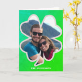 Green Shamrock st patrick's Day Fotokaart Kaart (Gele Bloem)