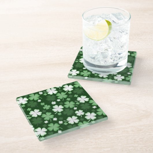 Green Shamrock, St. Patrick's Day Glazen Onderzetter (Schuin)