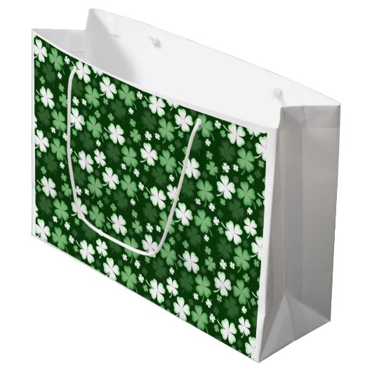 Green Shamrock, St. Patrick's Day Groot Cadeauzakje (Voorkant Gekanteld)