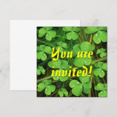 Green Shamrock St Patrick's Day Invitation Kaart (Voorkant / Achterkant)