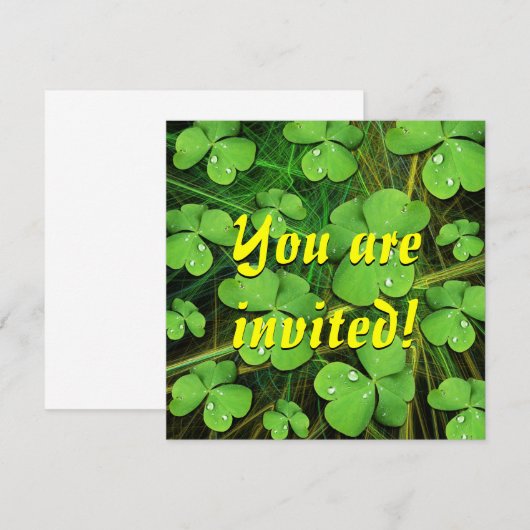 Green Shamrock St Patrick's Day Invitation Kaart (Voorkant / Achterkant)