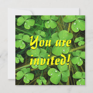 Green Shamrock St Patrick's Day Invitation Kaart