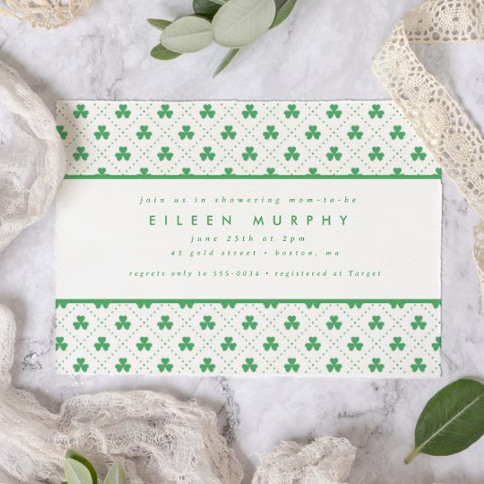 Green Shamrock St. Patrick's Day Irish Baby shower Kaart