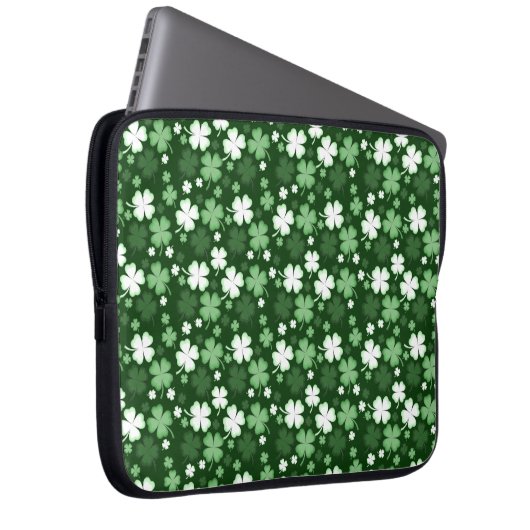Green Shamrock, St. Patrick's Day Laptop Sleeve (Voorkant Rechts)