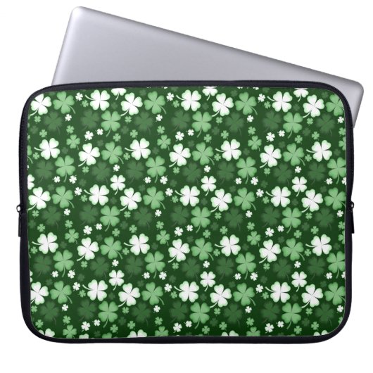 Green Shamrock, St. Patrick's Day Laptop Sleeve (Voorkant)