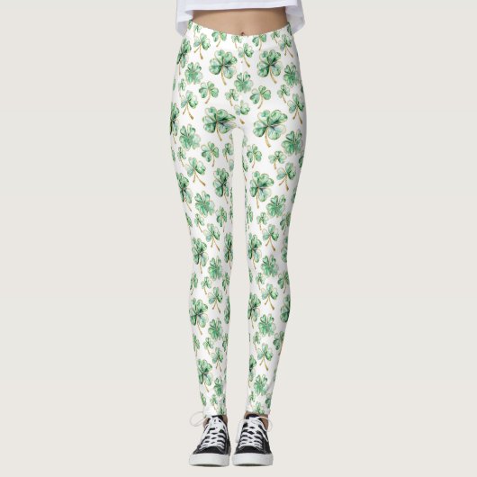 Green Shamrock St. Patrick's Day Leggings (Voorkant)