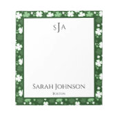 Green Shamrock, St. Patrick's Day Monogram Notitieblok (Voorkant)