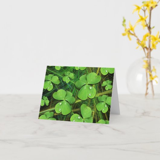 Green Shamrock St Patrick's Day Note Kaart (Gele Bloem)