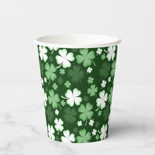 Green Shamrock, St, Patrick's Day Papieren Bekers (Achterkant)