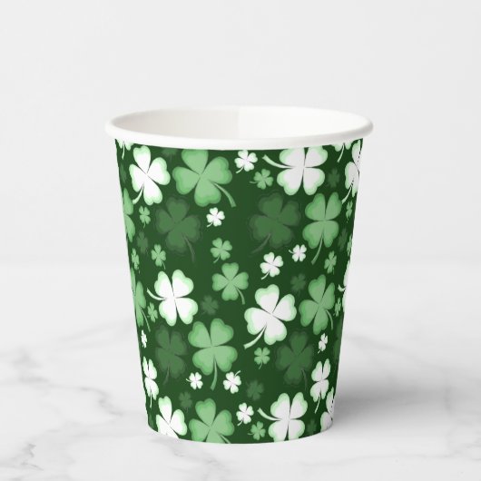 Green Shamrock, St, Patrick's Day Papieren Bekers (Links)