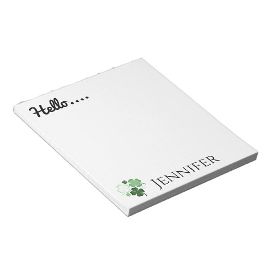 Green Shamrock, St. Patrick's Day Personalized Notitieblok (Schuin)