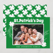 Green Shamrock St patricks day Photo Holiday Card Feestdagenkaart (Voorkant / Achterkant)