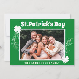 Green Shamrock St patricks day Photo Holiday Card Feestdagenkaart