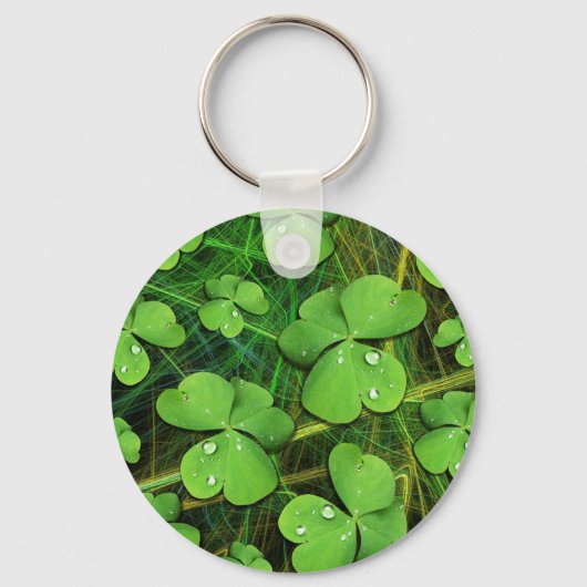 Green Shamrock St Patrick's Day Sleutelhanger (Voorkant)