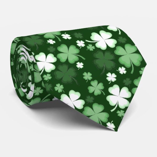 Green Shamrock, St. Patrick's Day Stropdas (Opgerold)