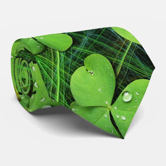 Green Shamrock St Patrick's Day Stropdas (Opgerold)