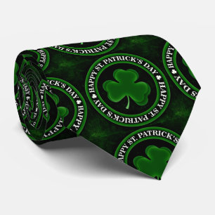 Green Shamrock St Patrick's Day Thunder_Cove zwart Stropdas