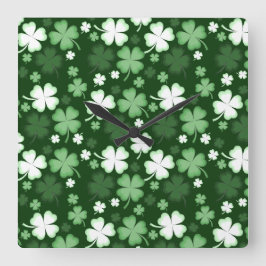 Green Shamrock, St. Patrick's Day Vierkante Klok