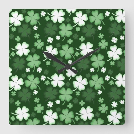 Green Shamrock, St. Patrick's Day Vierkante Klok (Voorkant)