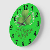 Green Shamrock St. Patrick's Day Wall Clock Grote Klok (Hoek)