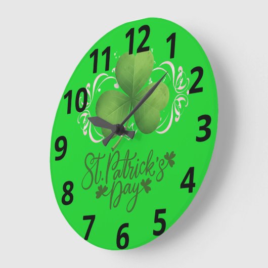 Green Shamrock St. Patrick's Day Wall Clock Grote Klok (Hoek)