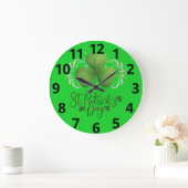 Green Shamrock St. Patrick's Day Wall Clock Grote Klok (Huis)