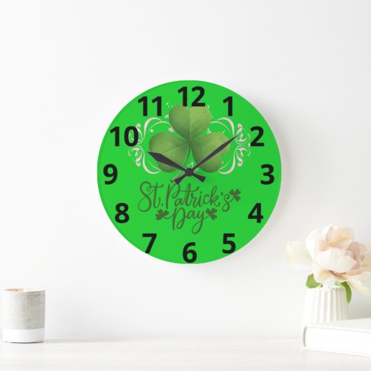 Green Shamrock St. Patrick's Day Wall Clock Grote Klok (Huis)