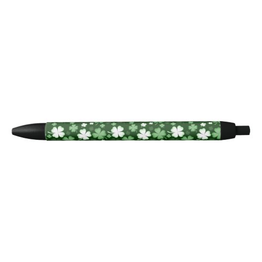 Green Shamrock, St. Patrick's Day Zwarte Inkt Pen (Voorkant)