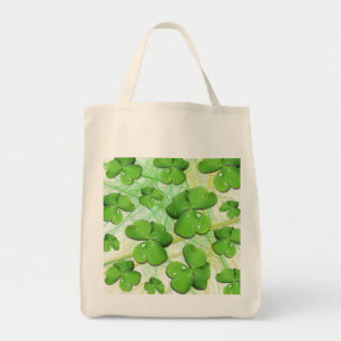 Green Shamrock St Patrick's Grocery Canvas tas