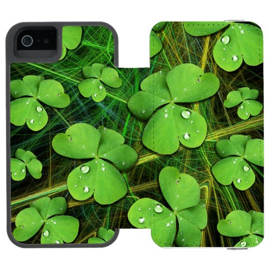 Green Shamrock St Patrick's iPhone 5 Hoesje-Mate Incipio iPhone Portemonnee Hoesje (Agenda Open)