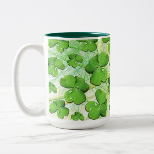 Green Shamrock St Patrick's iPhone 5 Hoesje-Mate Tweekleurige Koffiemok (Links)