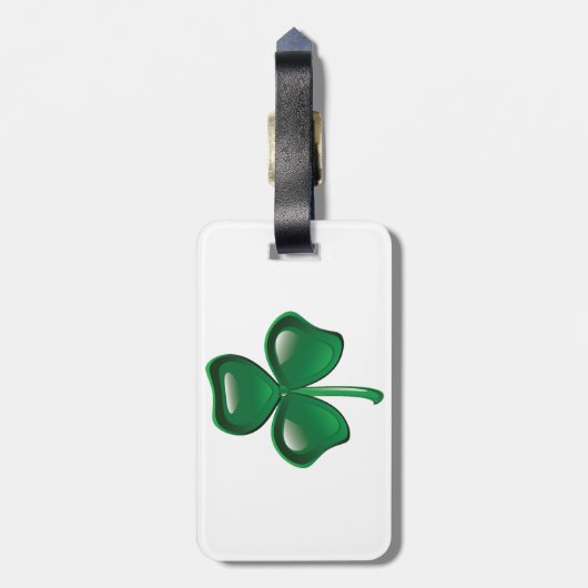 Green Shamrock Three-Leaf Clover Bagagelabel (Achterkant verticaal)