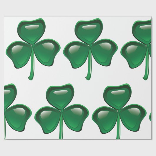 Green Shamrock Three-Leaf Clover Cadeaupapier (Vlak)