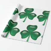 Green Shamrock Three-Leaf Clover Cadeaupapier (Uitgerold)