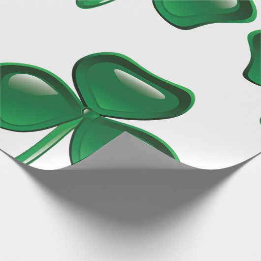Green Shamrock Three-Leaf Clover Cadeaupapier (Hoek)