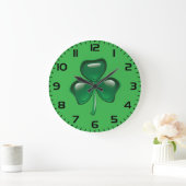 Green Shamrock Three-Leaf Clover Grote Klok (Huis)