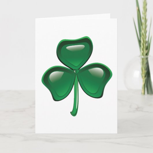 Green Shamrock Three-Leaf Clover Kaart (Voorkant)