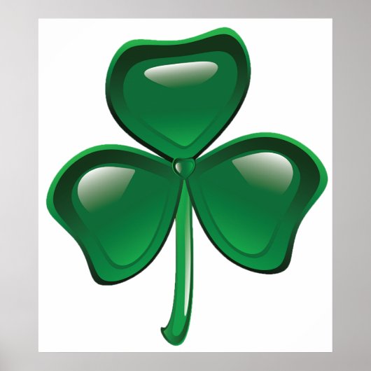 Green Shamrock Three-Leaf Clover Poster (Voorkant)