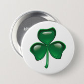 Green Shamrock Three-Leaf Clover Ronde Button 7,6 Cm (Voorkant /achterkant)